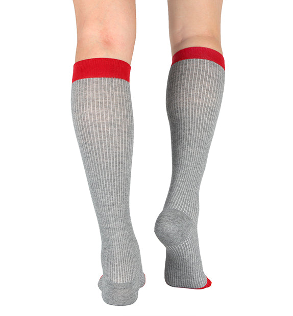 Cotton Everyday Compression Socks (15-20mmHg) - Contrast Toe Mock Rib - 3 Pack