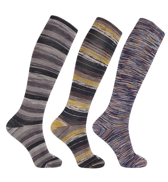 Cotton Everyday Compression Socks (15-20mmHg) - Space Dye - 3 Pack