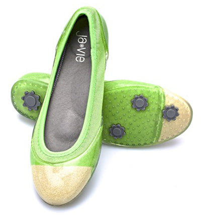 ja-vie parrot green/gold jelly flats shoes