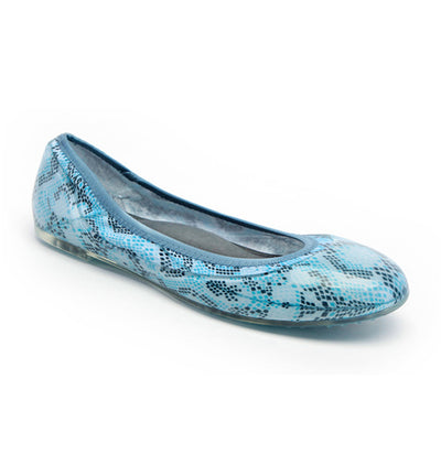 ja-vie snakeskin print blue jelly flats shoes