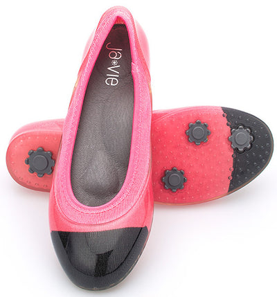 ja-vie bright pink/black jelly flats shoes