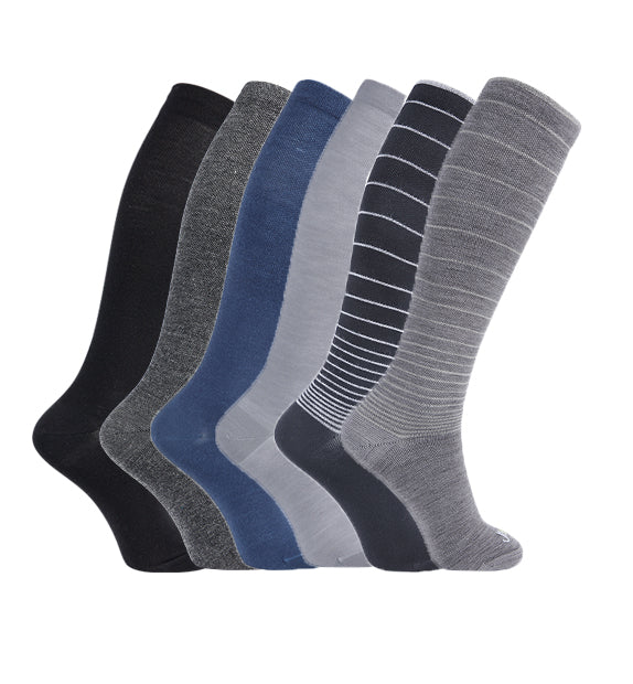 Merino Wool Compression Socks#color_black-grey-ocean-blue-light-grey-black-mocha