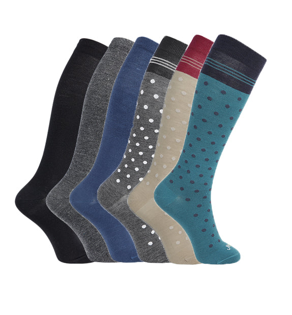Merino Wool Compression Socks#color_black-grey-ocean-blue-grey-turquoise-cobblestone-yellow
