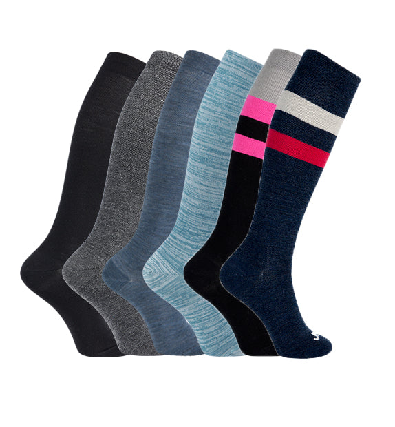 Merino Wool Compression Socks#color_black-grey-denim-teal-blue-black-navy