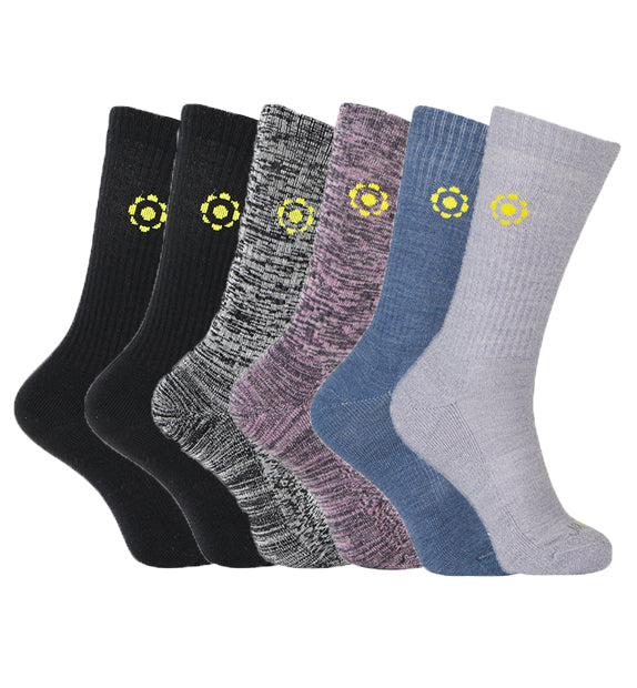 Rich Merino Everyday Crew Socks#color_black-black-grey-purple-denim-lavender