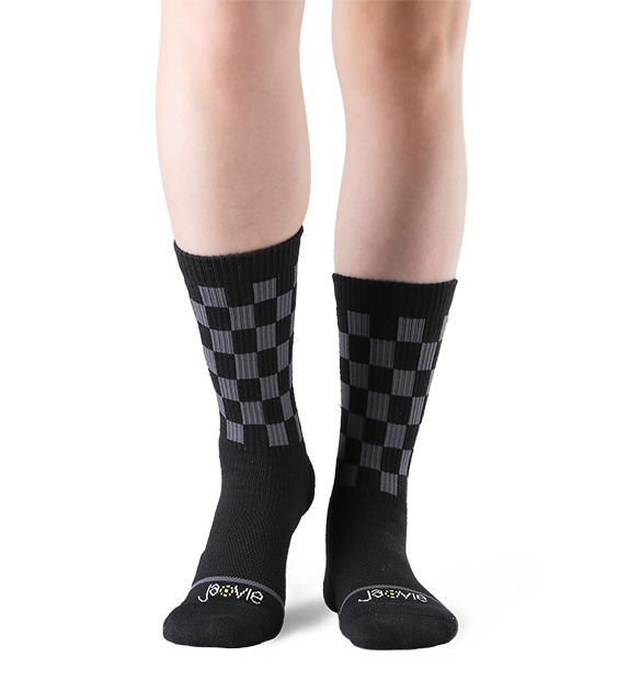 Cotton Checkerboard Performance Targeted Compression Crew Socks - 3 Pack