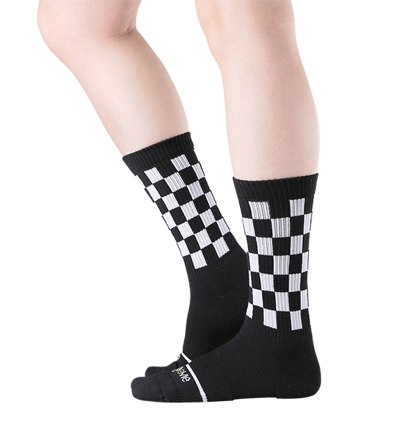 Cotton Checkerboard Performance Targeted Compression Crew Socks - 6 Pack