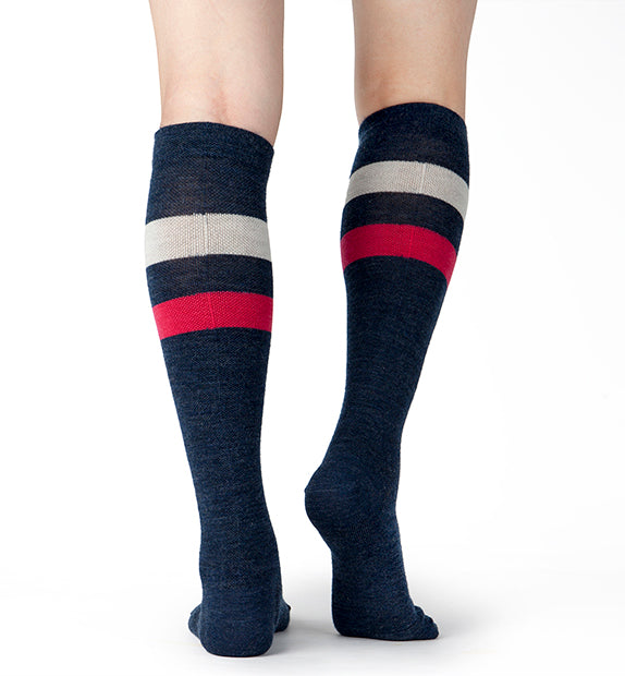 80% Rich Merino Wool Everyday Compression Socks (15-20mmHg) - Stripes - 3 Pack