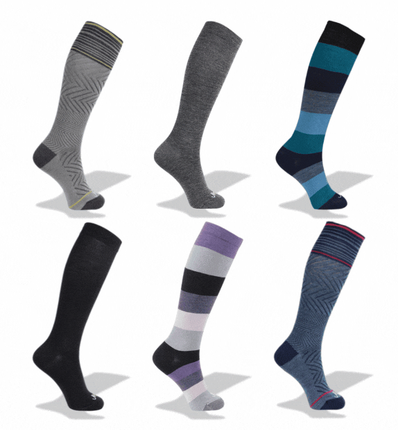 Pick Your Own 6 Pair Pack Rich Merino Wool Everyday Compression Socks (15-20mmHg)