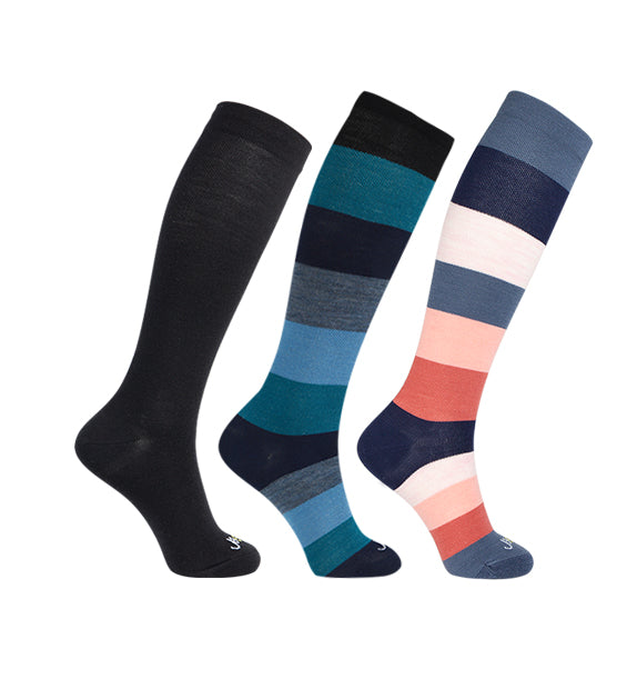 Merino Wool Compression Socks#color_black-ocean-blue-navy