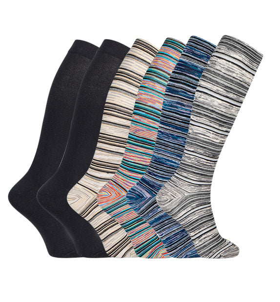 Cotton Compression Socks#color_black-black-solids-dessert-fiesta-twilight-blue-paloma