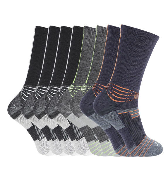 Merino Wool Performance Crew Socks- 8 Pack