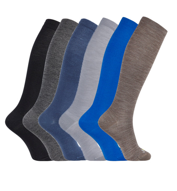 Merino Wool Compression Socks#color_black-grey-ocean-blue-light-grey-lake-blue-mocha