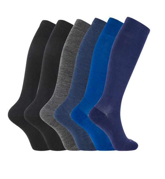 Merino Wool Compression Socks#color_black-black-grey-navy-denim-lake-blue