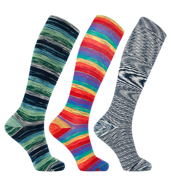Cotton Everyday Compression Socks (15-20mmHg) - Space Dye Assortment 3 - 3 Pack