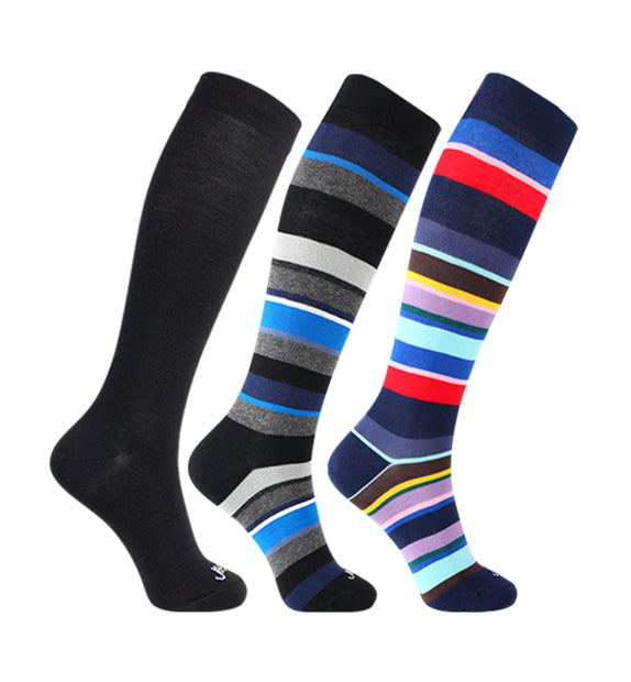 Merino Wool Compression Socks#color_black-denim-rainbow