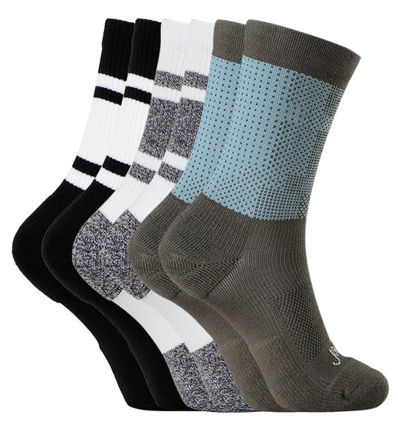 Perfromance Compression Active Crew Socks#color_black-white-green