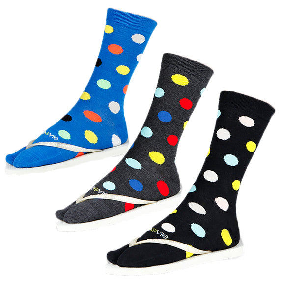 Split Toe Crew Socks - Dots- 3 Pack – ja-vie