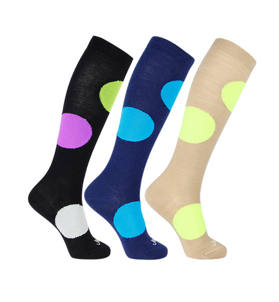 Rich Merino Wool Everyday Compression Socks (15-20mmHg) - Jumbo Dots - 3 Pack