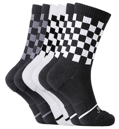 Cotton Checkerboard Performance Targeted Compression Crew Socks - 6 Pack