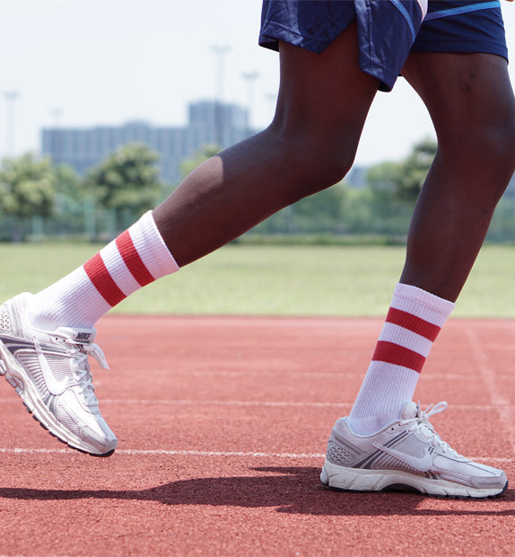 Cotton Vintage Stripe Performance Targeted Compression Crew Socks - 3 Pack