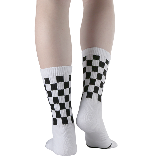 Cotton Checkerboard Performance Targeted Compression Crew Socks - 3 Pack
