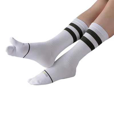 Cotton Split Toe Crew Socks - Vintage Stripes - 4 Pack