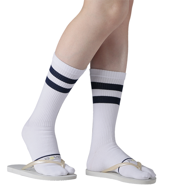 Cotton Split Toe Crew Socks - Vintage Stripes - 4 Pack