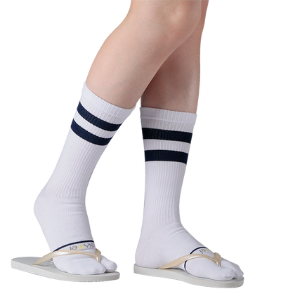 Cotton Split Toe Crew Socks - Vintage Stripes - 4 Pack