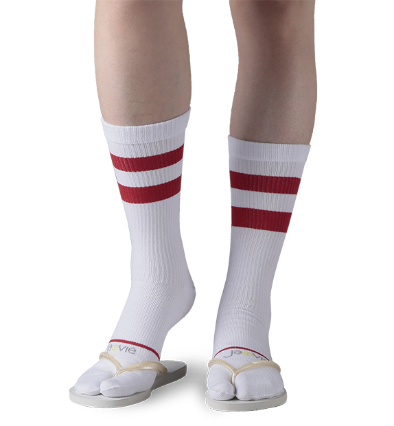 Cotton Split Toe Crew Socks - Vintage Stripes - 4 Pack