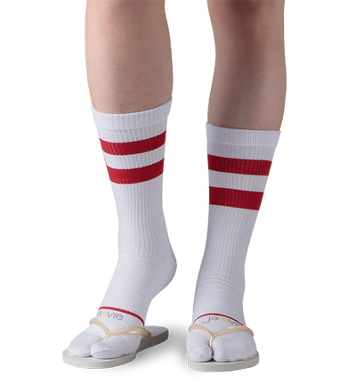 Cotton Split Toe Crew Socks - Vintage Stripes - 4 Pack
