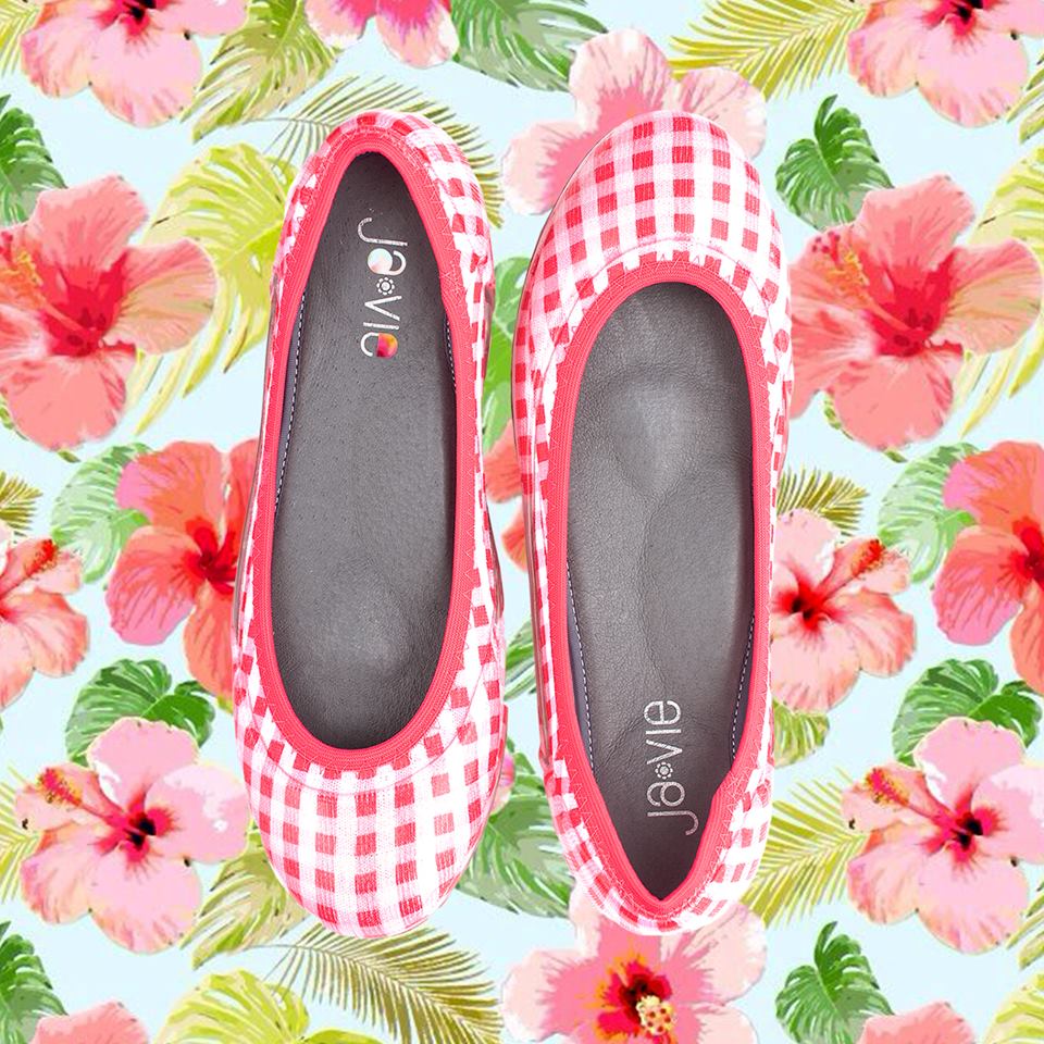 ja-vie hibiscus gingham jelly flats shoes