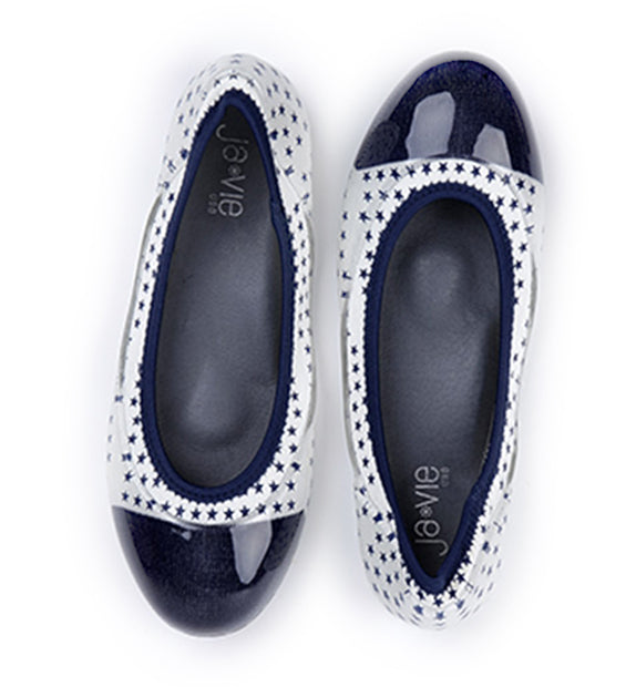 ja-vie Navy Stars Cap toe jelly flats shoes