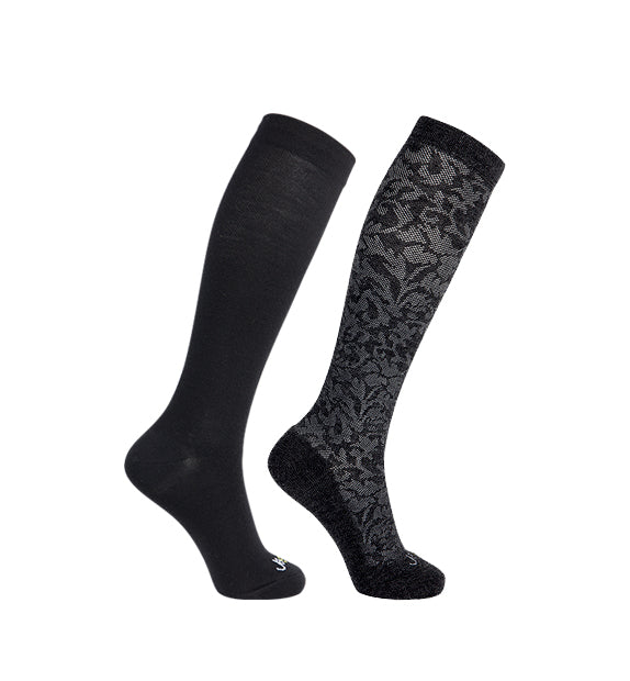 Merino Wool Compression Socks#color_black-med-grey