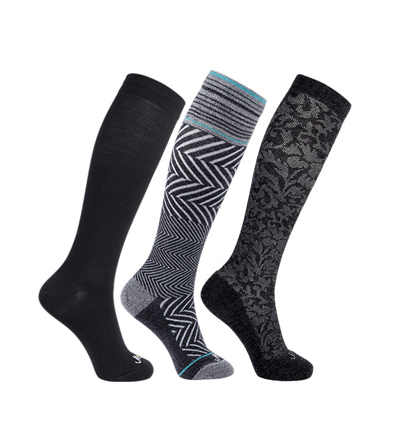 Merino Wool Compression Socks#color_black-black-med-grey