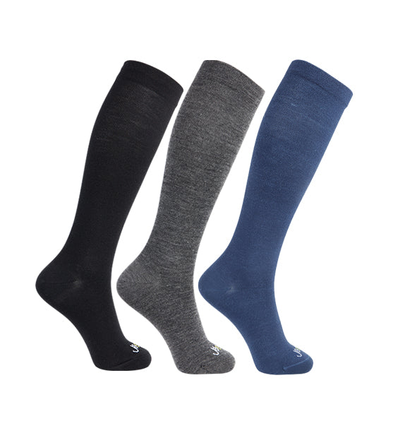 Merino Wool Compression Socks#color_black-grey-ocean-blue