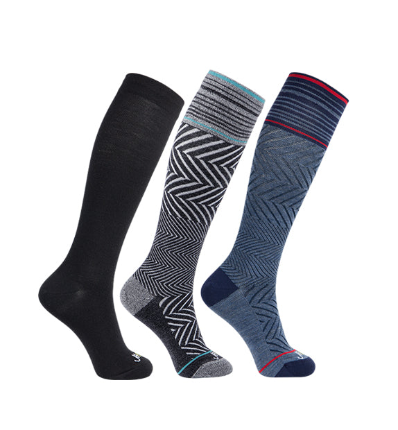 Merino Wool Compression Socks#color_black-black-denim