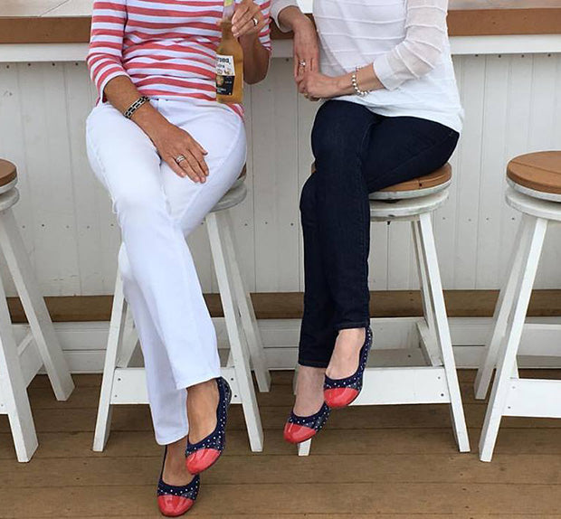 ja-vie navy/white/red dot jelly flats shoes