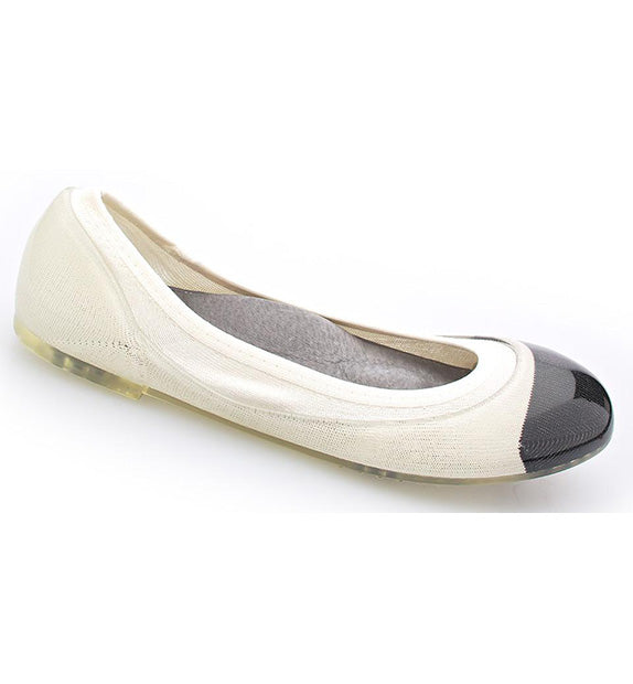 ja-vie black cap/white jelly flats shoes