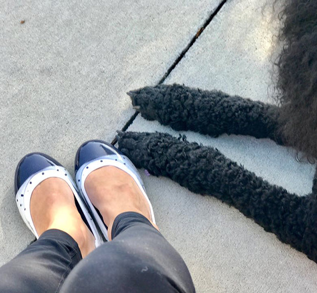 ja-vie white/black dot jelly flats shoes