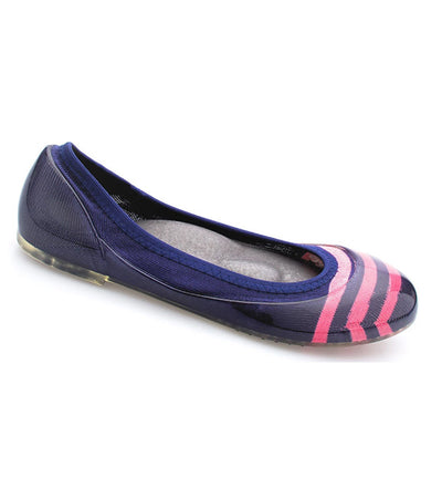 ja-vie navy/pink stripe jelly flats shoes