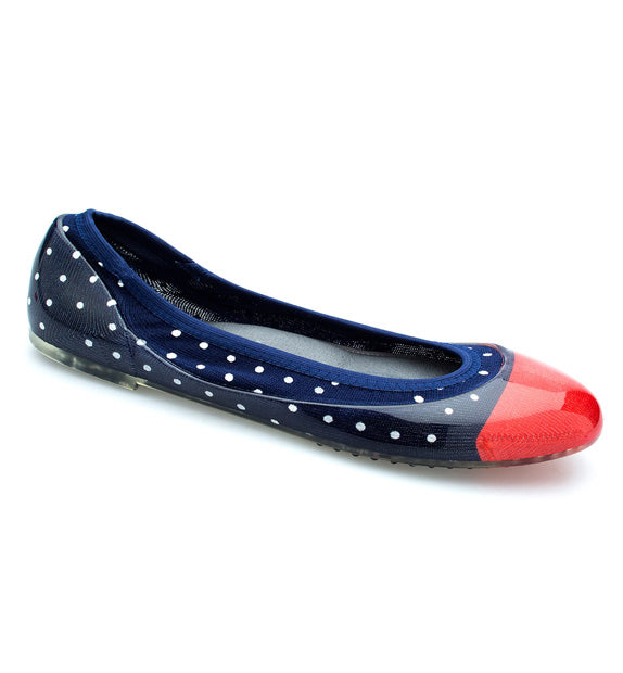 ja-vie navy/white/red dot jelly flats shoes
