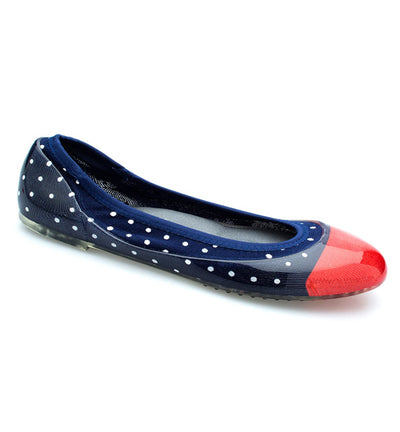 ja-vie navy/white/red dot jelly flats shoes