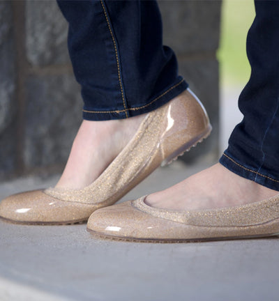 ja-vie shimmering gold jelly flats shoes