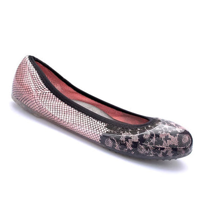 ja-vie pink/black lace jelly flats shoes