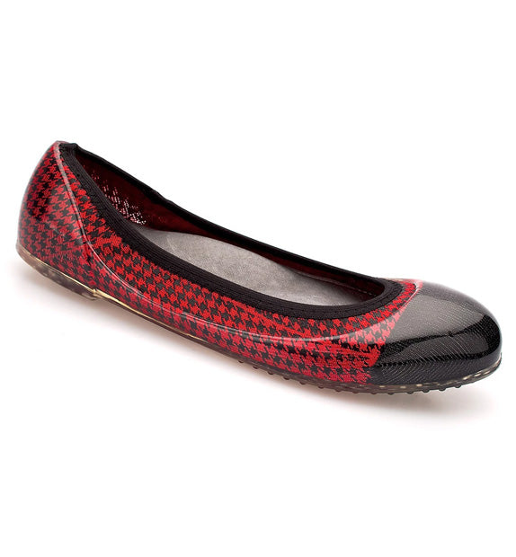 ja-vie red/black houndstooth jelly flats shoes