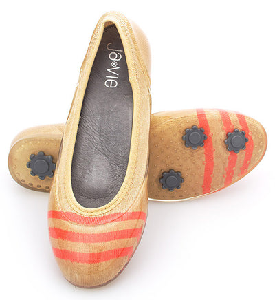 ja-vie sand/coral stripe jelly flats shoes