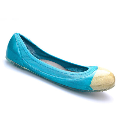 ja-vie bluebird/gold jelly flats shoes