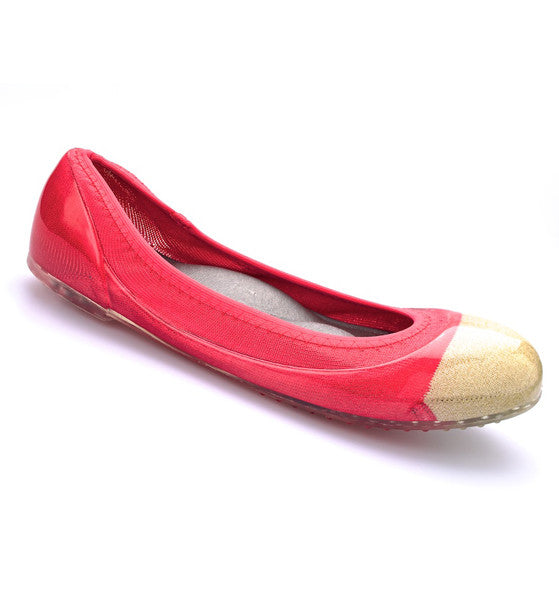 ja-vie gold cap/hibiscus jelly flats shoes