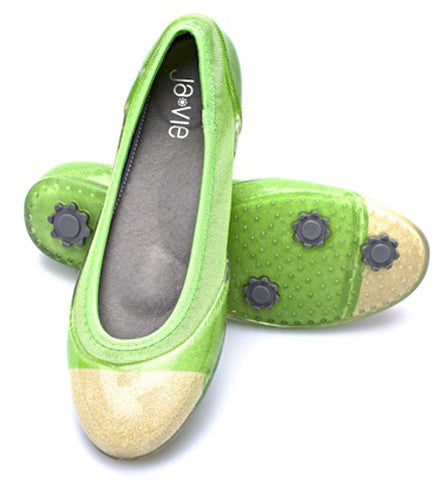 ja-vie parrot green/gold jelly flats shoes
